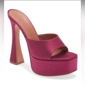 Amina Muaddi‎ Dalida silk satin platform sandal size 36EU